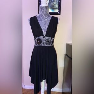 Black asymmetrical formal sequins dress size small